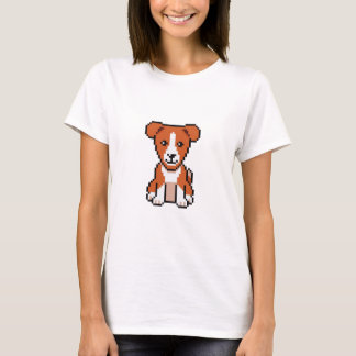 T-shirt pixel-art-mignon-basenji-chien-vecteur-rétro