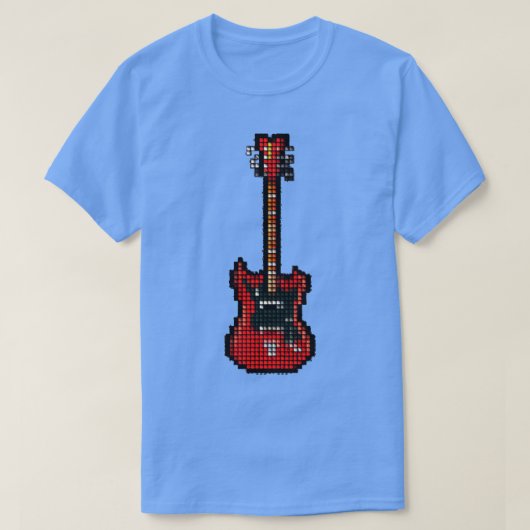 T-shirt Pixel Carrelé Rouge 8 cordes basse guitare droit (Design devant)
