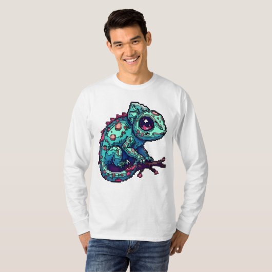 T-shirt Pixel Chameleon Maj (Devant entier)