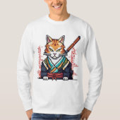 T-shirt Pixel d'art de chats Samurai (Devant)