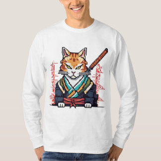 T-shirt Pixel d'art de chats Samurai