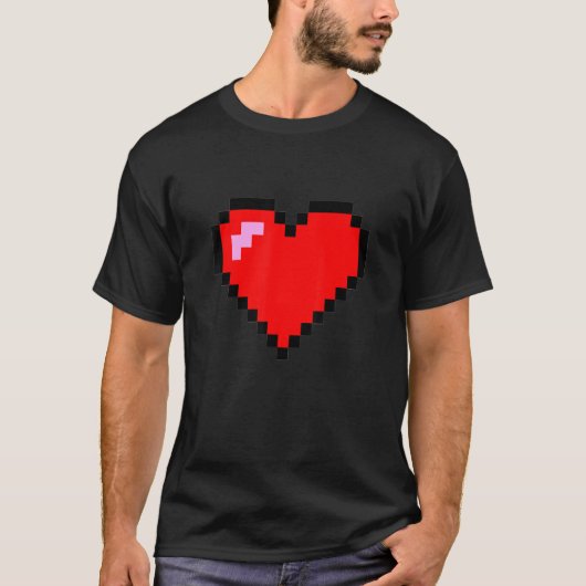T-shirt Pixel Heart 8 Bit Graphic Design (Devant)