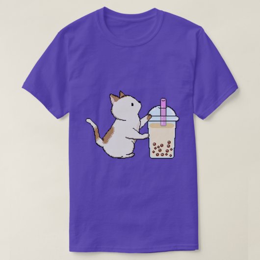 T-shirt Pixel Kitty aime Boba Tea (Design devant)