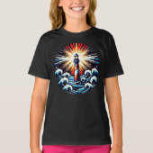T-shirt Pixel Lighthouse - Ocean Waves & Coastal Beacon (Devant)