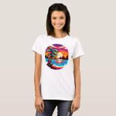 T-shirt Pixel Paradise : Sunset Tropical 8 Bits Retro Natu (Devant entier)