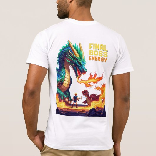 T-shirt Pixel patron de dragon respirer le feu sur un peti (Dos)