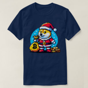 T-shirt Pixel Père Noël Crypto Wonderland Dogecoin et Bitc