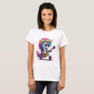 T-shirt Pixel Punk Rock Unicorne