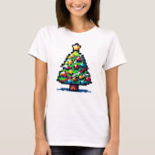 T-shirt Pixel sapin de Noël - Fête Rétro (Devant)