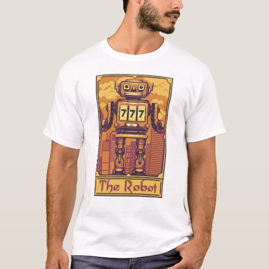 T-shirt Pixel Tarot Card Robot (Devant)
