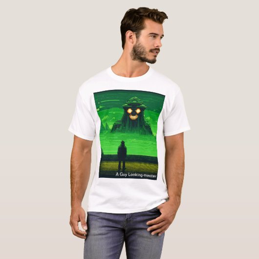 T-shirt Pixel vert rétro et noir (Devant entier)