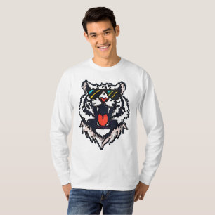 T-shirt Pixel White Tiger