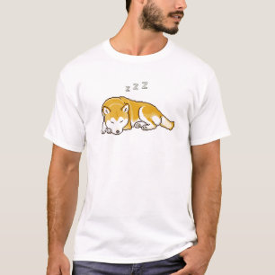 T-shirt Pixelart Shiba Inu Dog Snooing