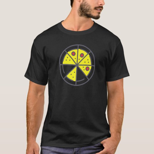 T-shirt Pizza 6 Slices Cheese Pepperoni Funny Geometric Fo (Devant)