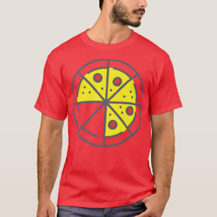 T-shirt Pizza 6 Tranches Fromage Pepperoni Funny Géométriq