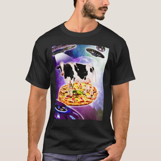 T-shirt Pizza à cheval dans l'espace avec Ufo (Devant)