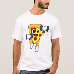 T-shirt Pizza à Fitness avec Dumbbells