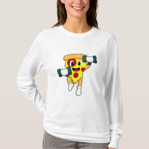 T-shirt Pizza à Fitness avec Dumbbells