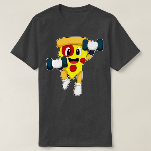 T-shirt Pizza à Fitness avec Dumbbells (Design devant)