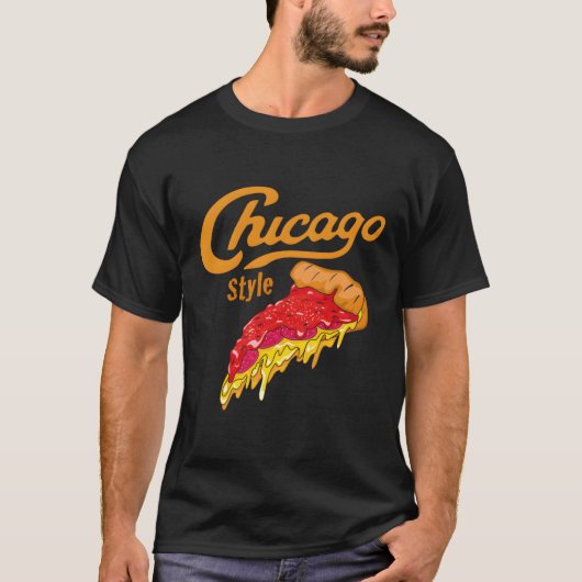 T-shirt Pizza à plat profond de style Chicago (Devant)