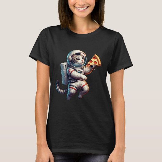 T-shirt Pizza Astronaute Chat Pizza (Devant)