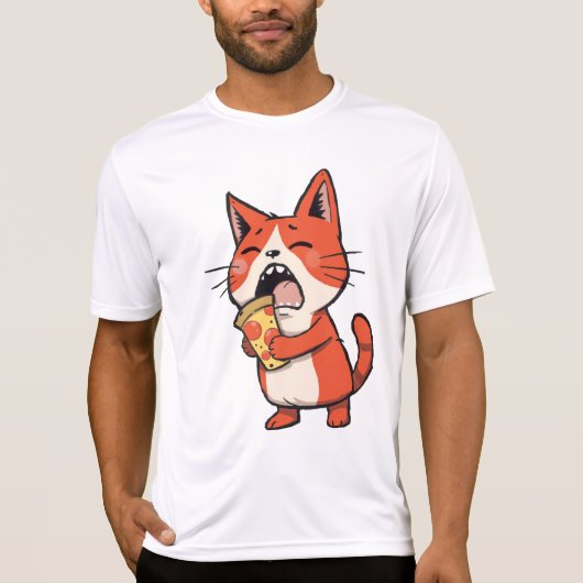 T-shirt Pizza Attack Chat - Orange Kitty (Devant)