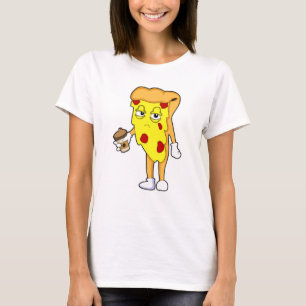 T-shirt Pizza au fromage et café Salami