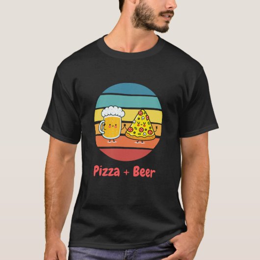 T-shirt Pizza + bière (Devant)