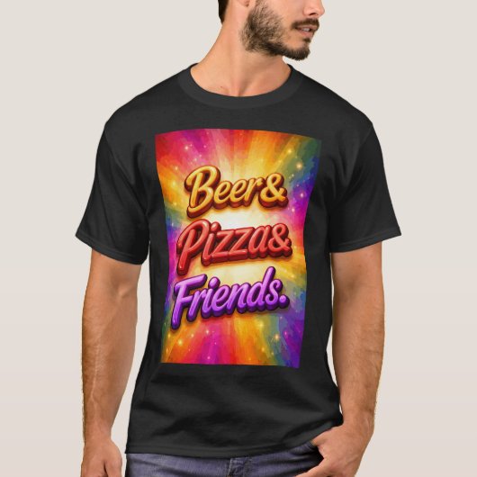 T-shirt Pizza Bière Amis (Devant)
