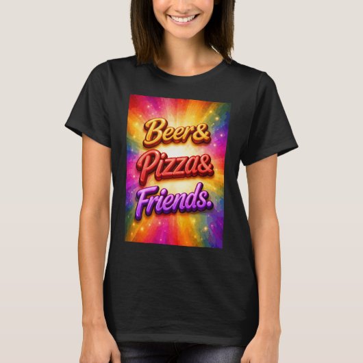 T-shirt Pizza Bière Amis (Devant)