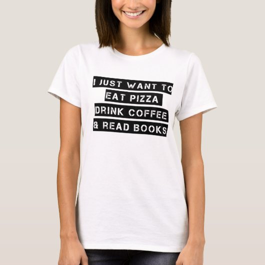 T-shirt Pizza. Café. Livres (Devant)