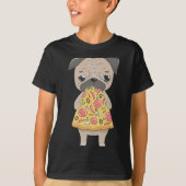 T-shirt Pizza carlin - Mignonne Carlin Chien Manger Pizza (Devant)
