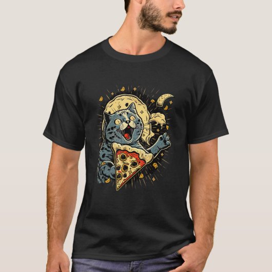 T-shirt Pizza Cat  Design Fast Food Cat (Devant)
