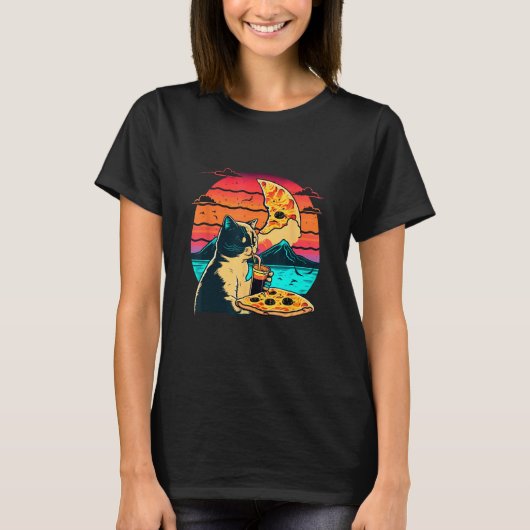 T-shirt Pizza Cat Lover Design Fast Food Cat Lovers (Devant)