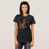 T-shirt Pizza cow-boy de chat drôle (Devant entier)