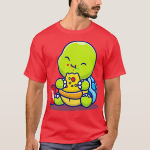 T-shirt Pizza Cute Turtle Mange Avec Du Soda