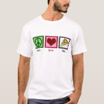 T-shirt Pizza d'amour de paix<br><div class="desc">La pizza est mon repas préféré. Pepperoni Mmm, champignons, et fromage. Quel n'est pas d'aimer ?</div>