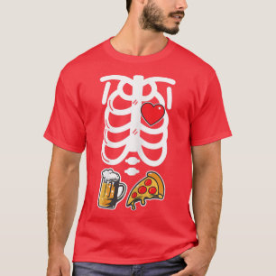 T-shirt Pizza de bière femmes os squelettique bières éjacu