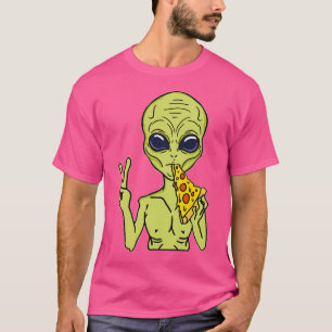 T-shirt Pizza De Ce Monde Alien Mange Pizza