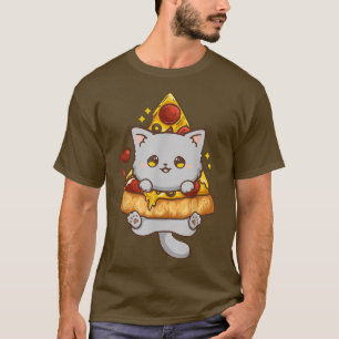 T-shirt Pizza de chat Anime nouilles japonaises Kawaii Nek