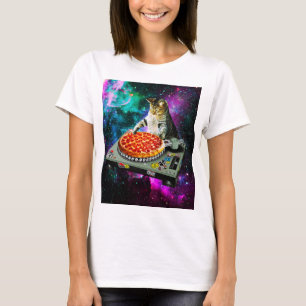 T-shirt Pizza de chat du DJ de l'espace