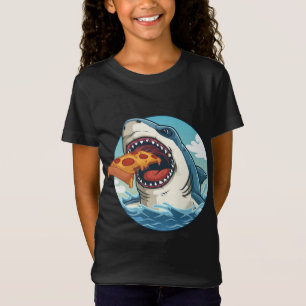 T-Shirt Pizza de Nourriture de Requin pour Enfants Cadeau 