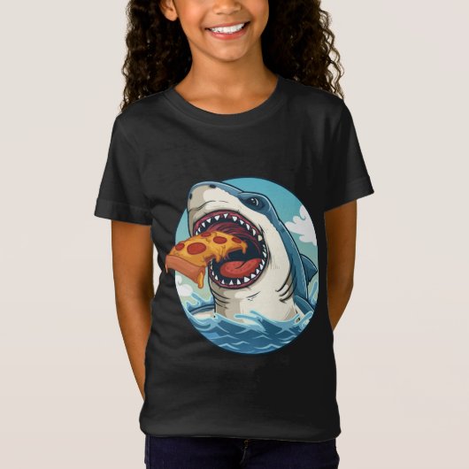 T-Shirt Pizza de Nourriture de Requin pour Enfants Cadeau  (Devant)