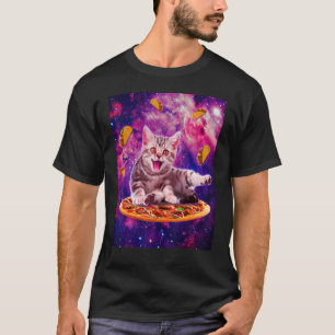 T-shirt Pizza D'Équitation Chat Dans L'Espace Galaxie Taco