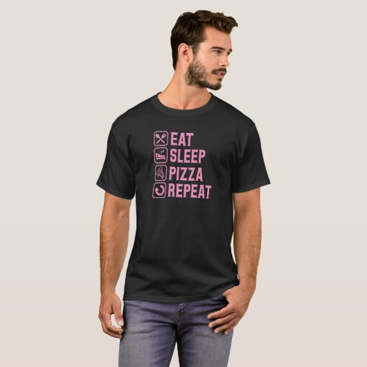 T-shirt Pizza Dormir manger Pizza Répéter Pizza Style Vint (Devant entier)