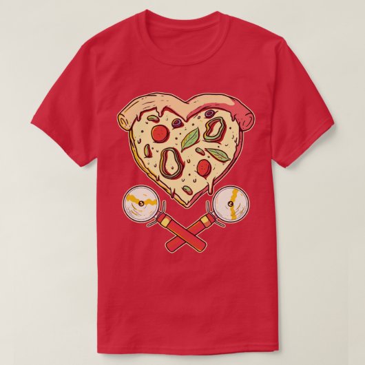 T-shirt Pizza en forme de coeur, tranche avec découpes (Design devant)