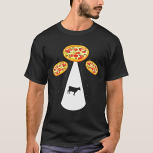T-shirt Pizza Enlèvement De Vache De Ferme Ufo Vaisseau Sp