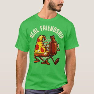 T-shirt Pizza Et Bière Véritable Amitié Drôle toon