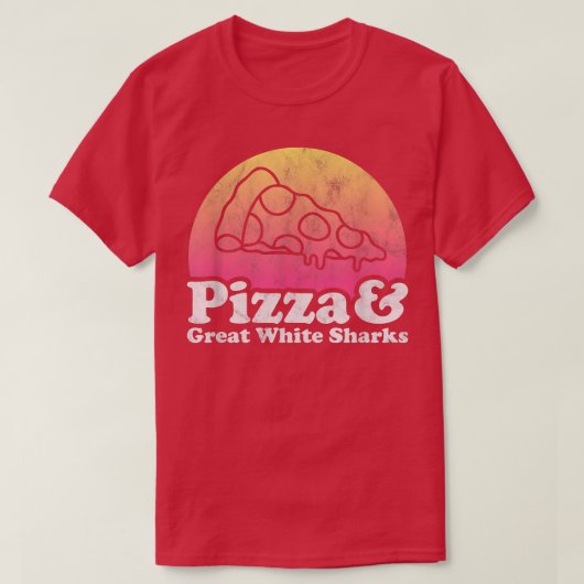 T-shirt Pizza et grand requin blanc (Design devant)