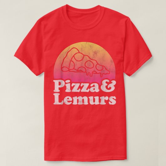 T-shirt Pizza et lémuriens ou lémur (Design devant)